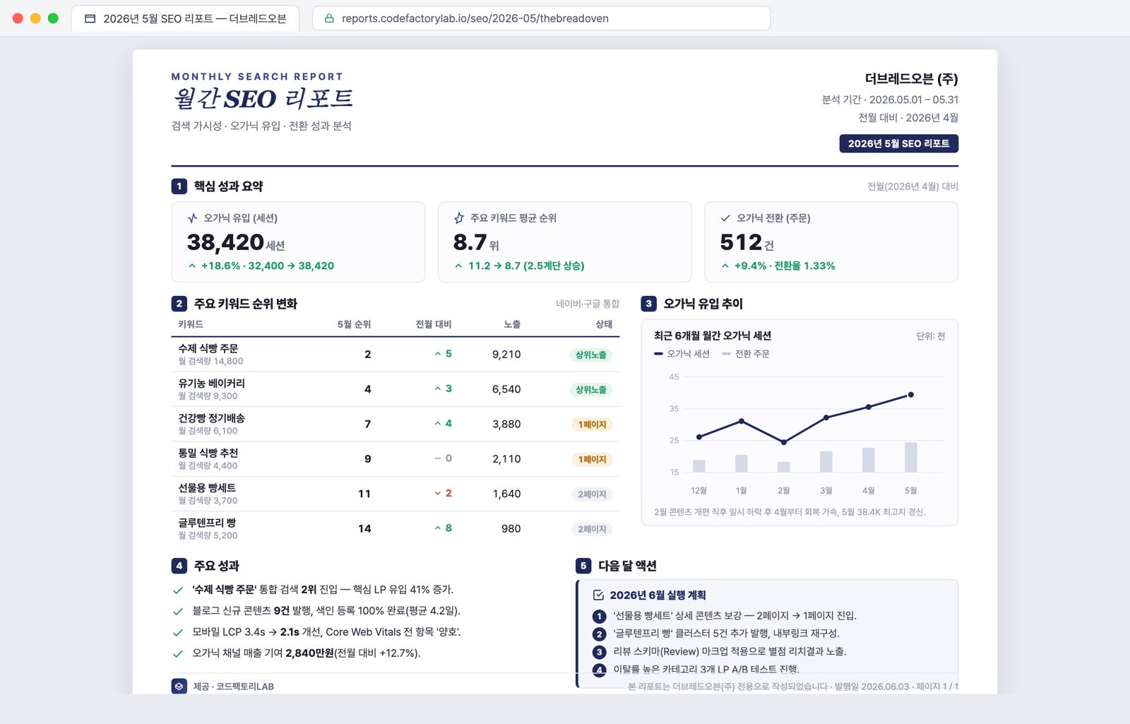 월간 SEO 리포트